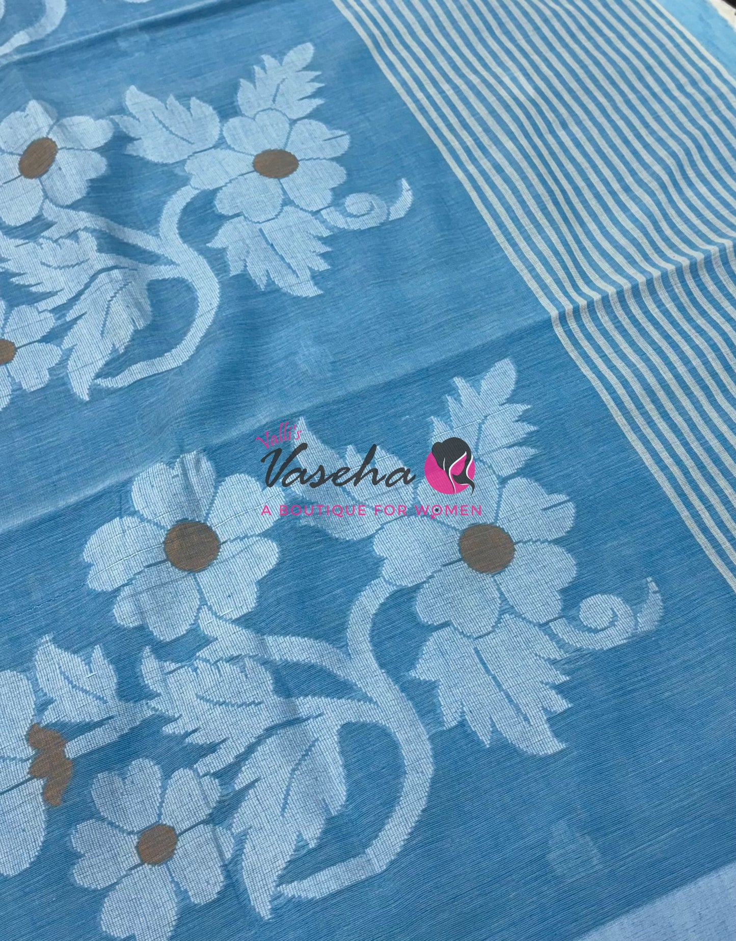 Bengal Kaddhi Cotton Saree | VVBKC002 | Blue Shade