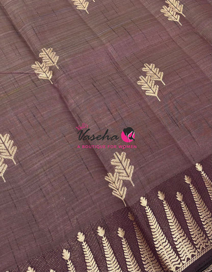 Semi Tussar Silk Saree | Brown Shade |VVSTS050