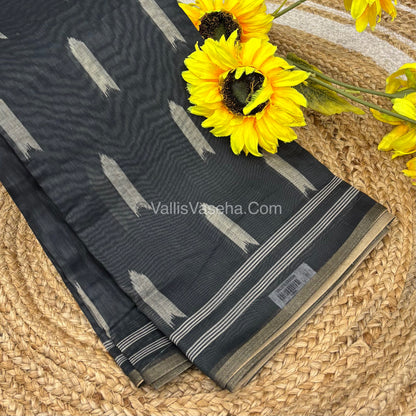 Semi Chanderi Saree - Black Shade - VVSCS007