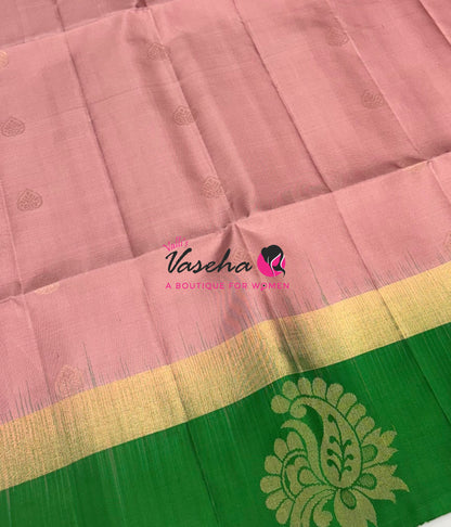Pure Soft Silk Saree - Light Pink & Green - VVPSS121
