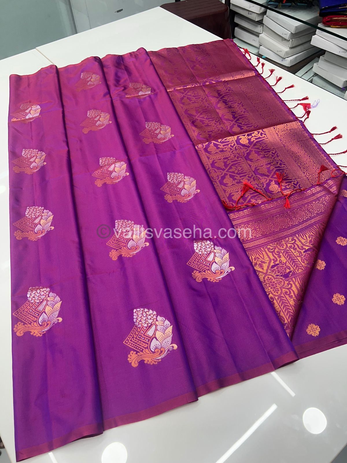 Semi Soft Silk - Border less - Purple Shade -VVSSS007