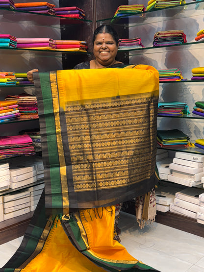 Pure Korvai Silk Cotton Saree - Temple border - VVKSC001