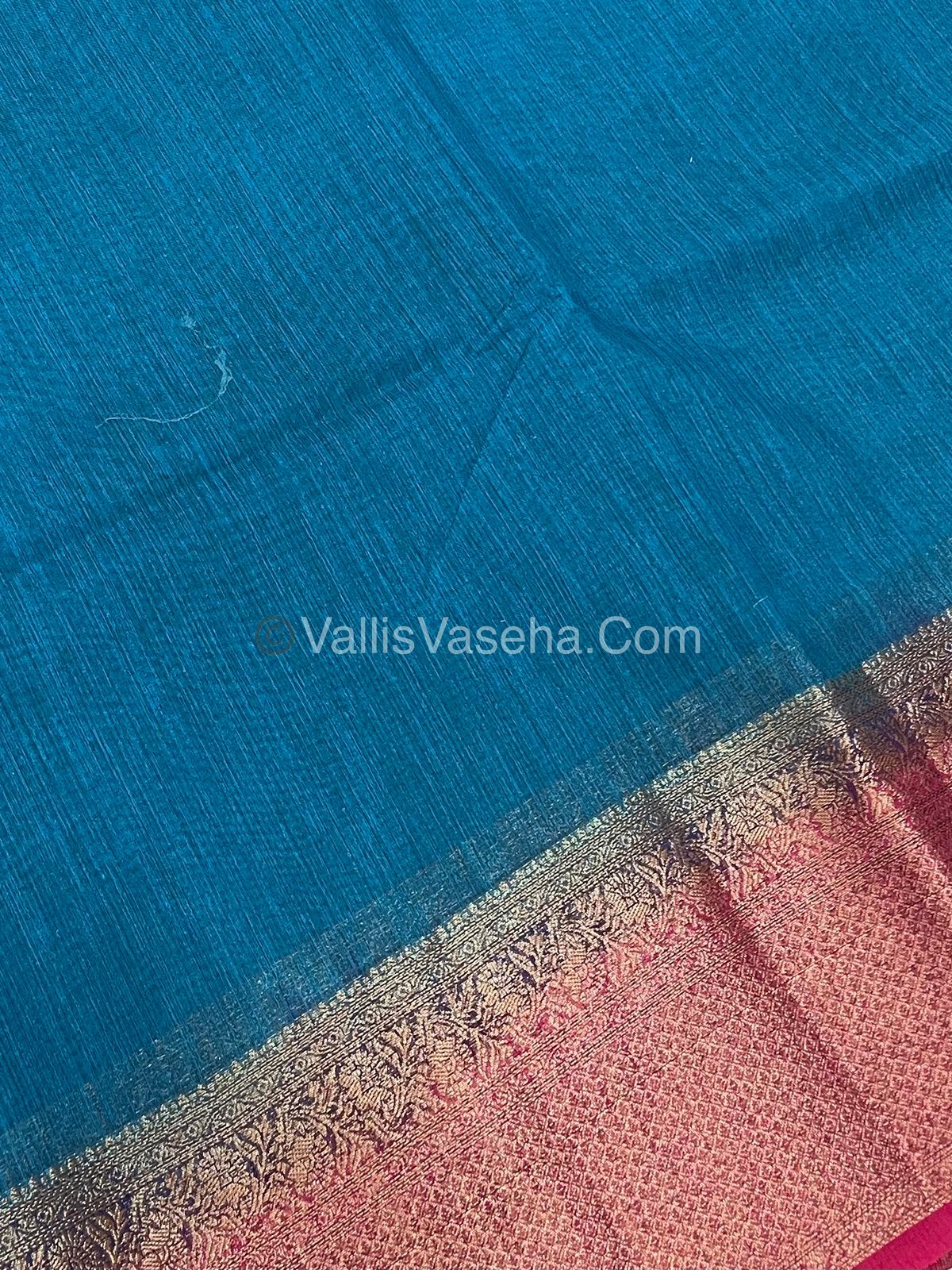 Bamboo Silk Saree - Blue with Pink Shade - VVBSS008