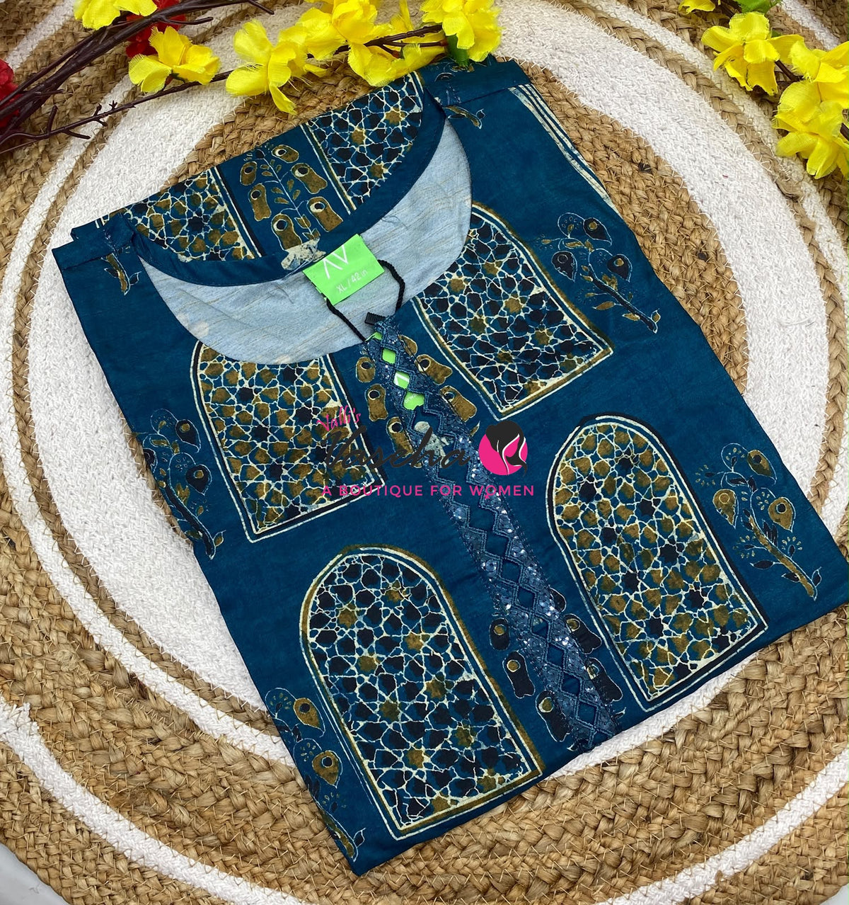 Ready Made - Semi Muslin Silk  - Straight Cut Kurti - VVRK009