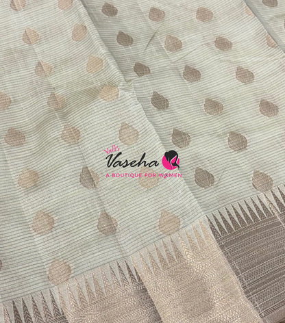 Semi Tussar Silk Saree | Cream Shade |VVSTS053
