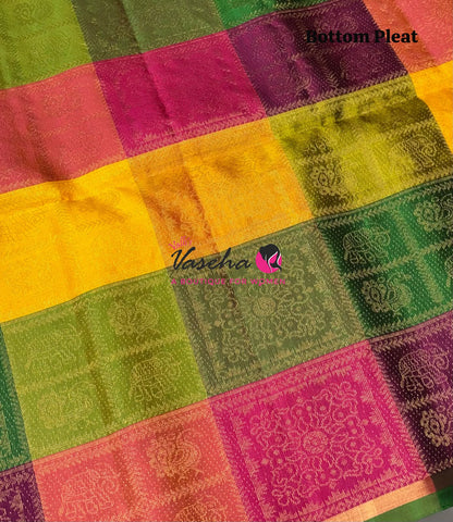 Pure Soft Silk Saree - Partly Pallu -  Half & Half Saree - Blue - VVPSS088