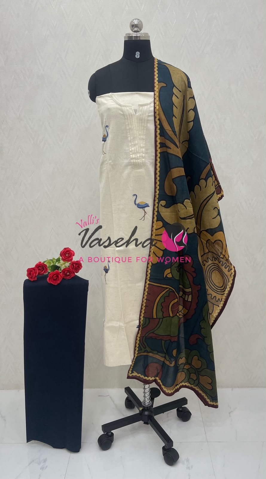 Unstitched Khadi Cotton Material  | Purple With Green | VVUSM047
