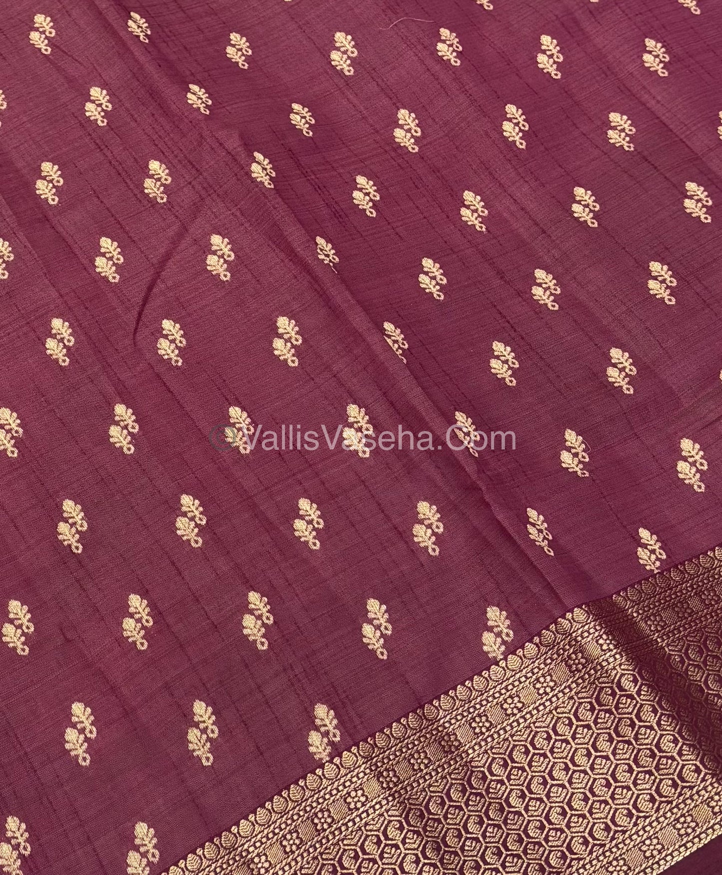 Semi Tussar Silk - Grand Pallu - Wine Shade - VVSTS021