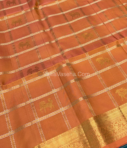 Pure Soft Silk Saree - Kanchi Border -  Orangish Gold Combo - VVPSS057