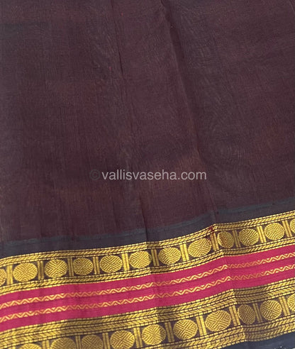 Pure Korvai Silk Cotton Saree - Off White with Brown Shade - VVKSC004