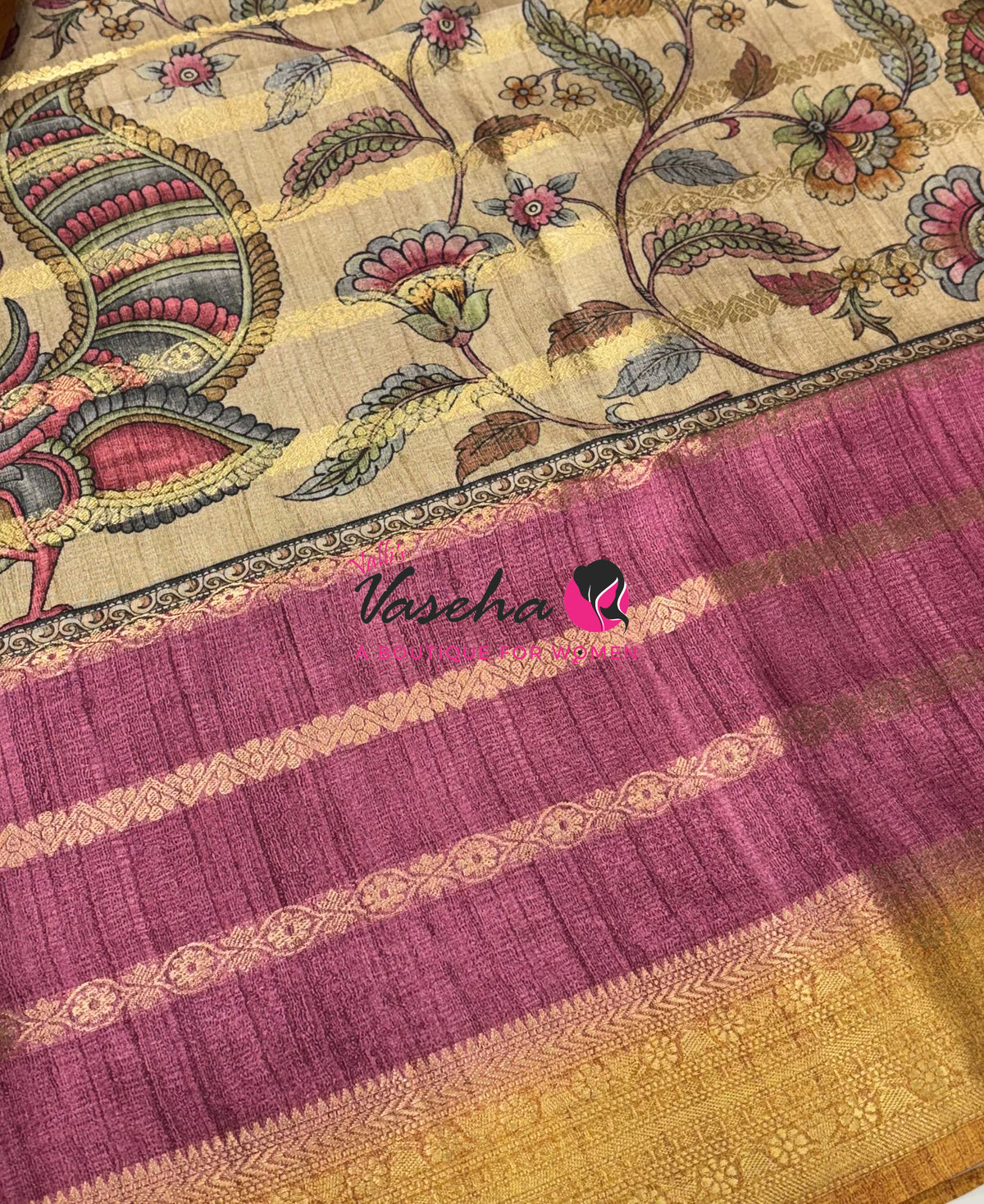 Semi Art Silk Saree - Pink & Yellow Shade - VVSAT003