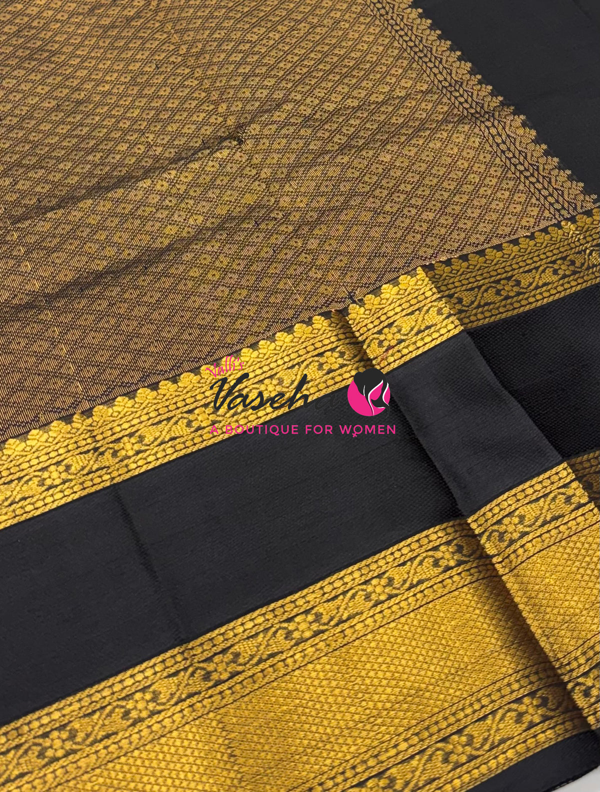 Pure Korvai Silk Cotton - Checks Pattern - Maroonish Red With Black Shade  - VVKSC034