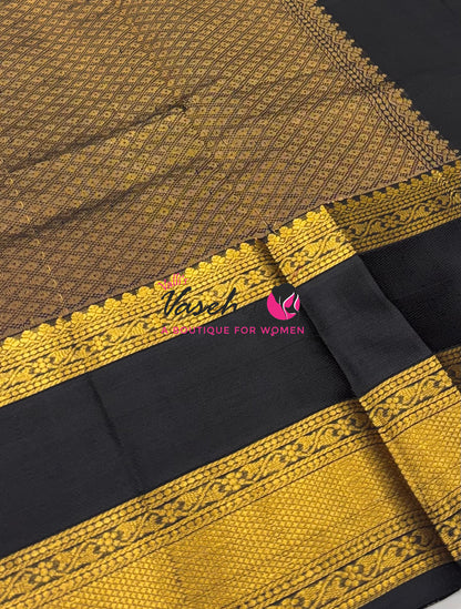 Pure Korvai Silk Cotton - Checks Pattern - Maroonish Red With Black Shade  - VVKSC034