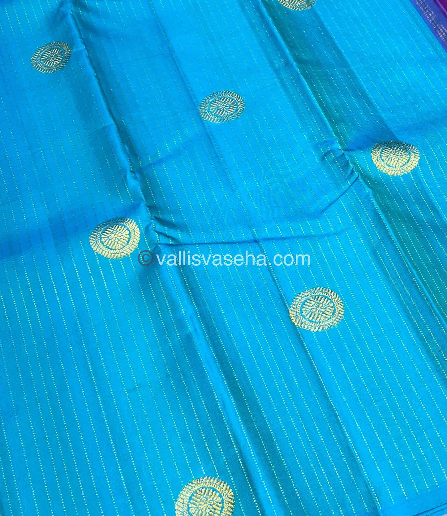 Pure Kanchipuram Silk Saree - Vaira Voosi design - Blue & Purple shade - VVPS022