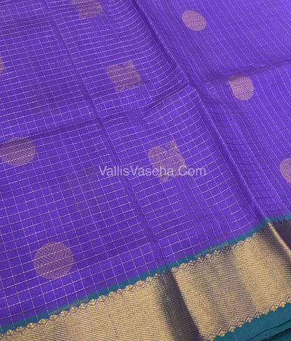 Pure Silk Cotton Saree - Mayil & Chakkaram Design - Lavender With Blue Shade - VVMC002