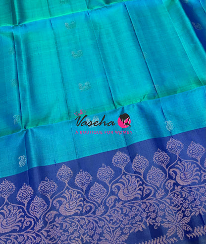 Pure Soft Silk Saree - Blue & Blue - VVPSS119