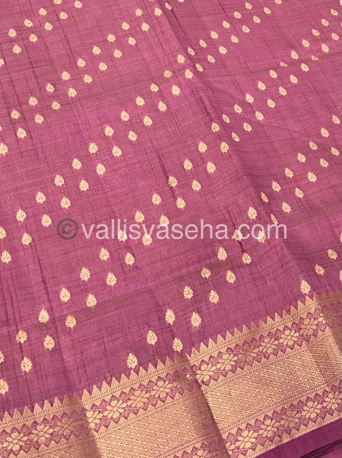 Semi Tussar Silk - Grand Pallu  - Onion Pink Shade - VVSTS017