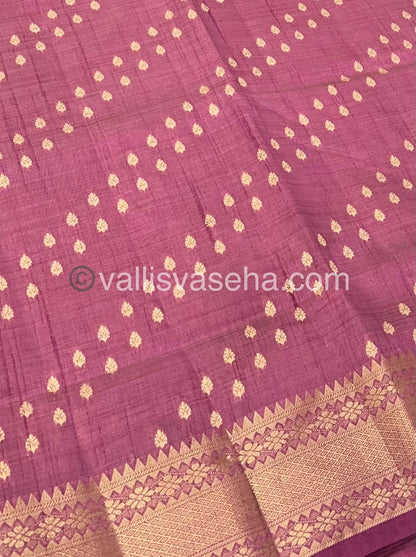 Semi Tussar Silk - Grand Pallu  - Onion Pink Shade - VVSTS017