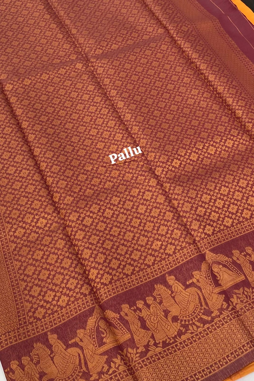 Kanchi Semi Silk - Yellow with Merun - VVKSS002