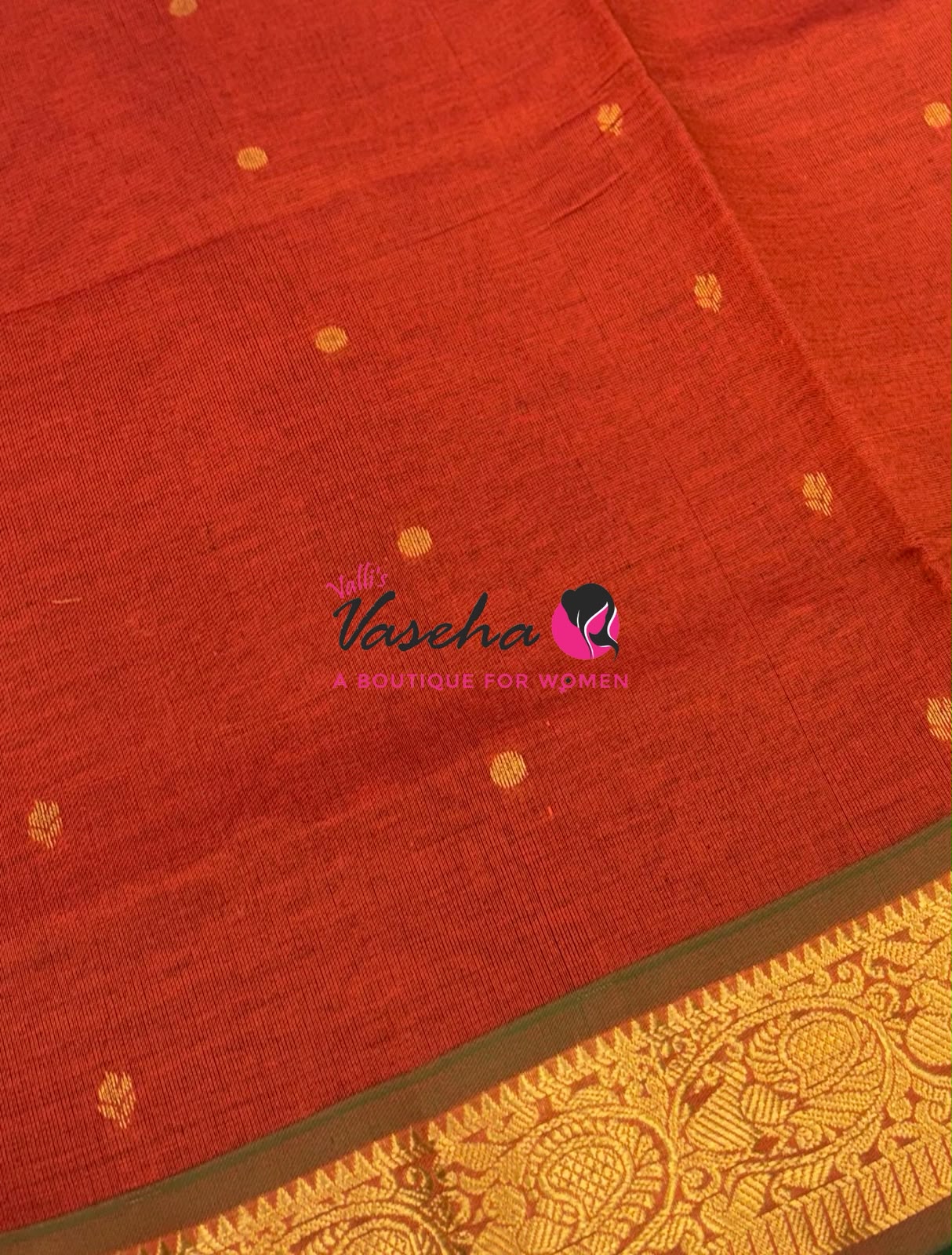 Semi Silk Cotton Saree - Small Round with Zari Butta  -  VVSSC014