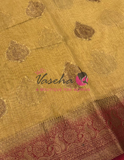 Bamboo Silk Saree- Peach with Pink Shade - VVBSS013