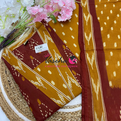 Ready Made | Semi Anarkali Set  (3pc)|Cotton |VVRMS032