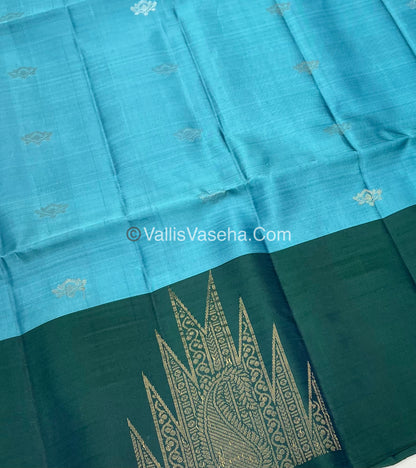 Pure Soft Silk Saree - Blue & Leaf Green - VVPSS061
