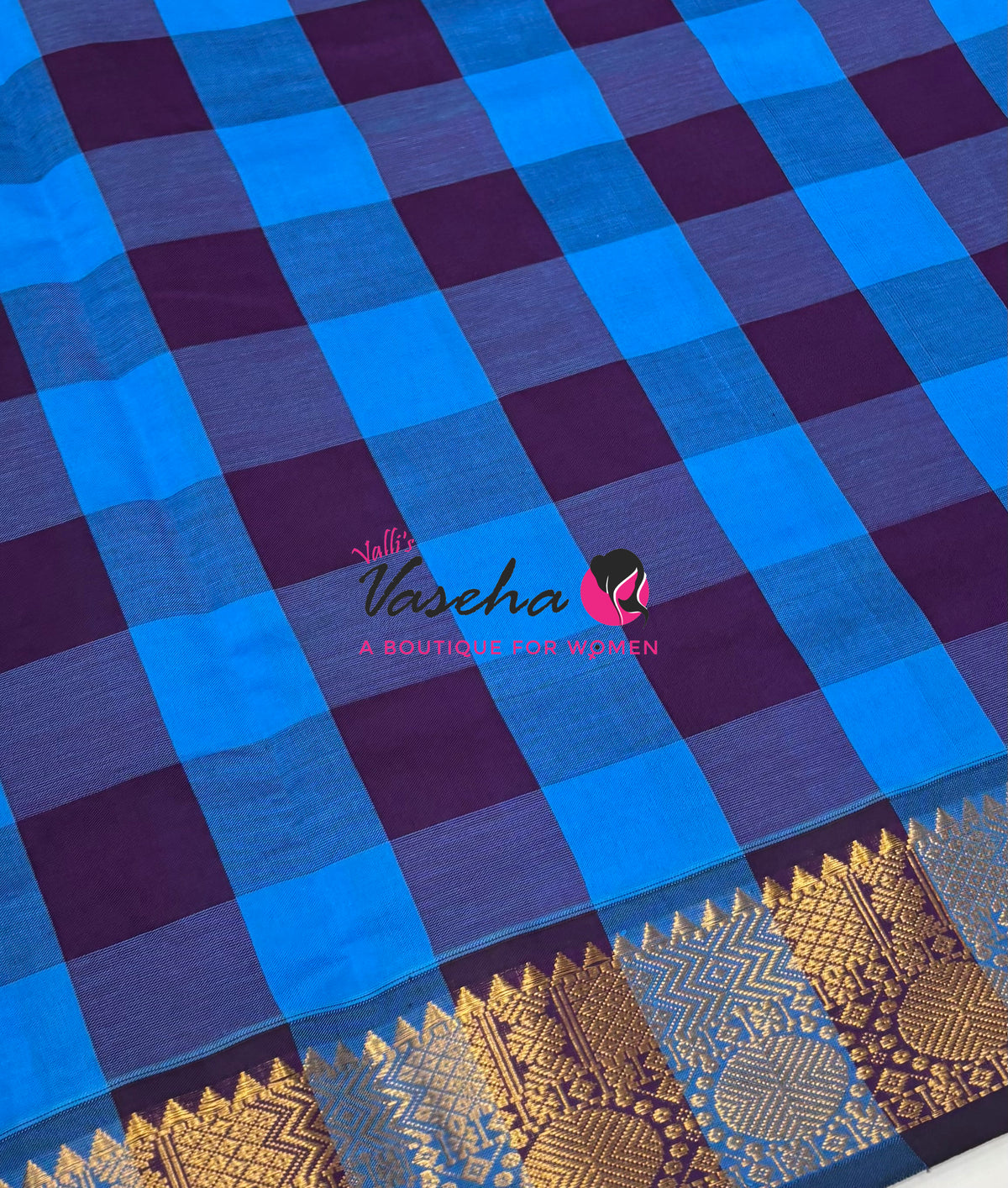 Semi Silk Cotton Saree |  Pazhum Pazhamum Checks Design |VVSSC018