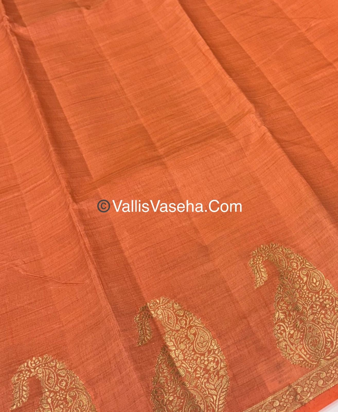 Semi Tussar Silk - Small Mango - Peach Shade - VVSTS002