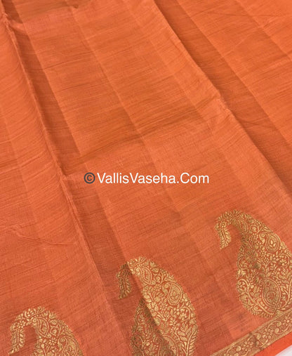 Semi Tussar Silk - Small Mango - Peach Shade - VVSTS002