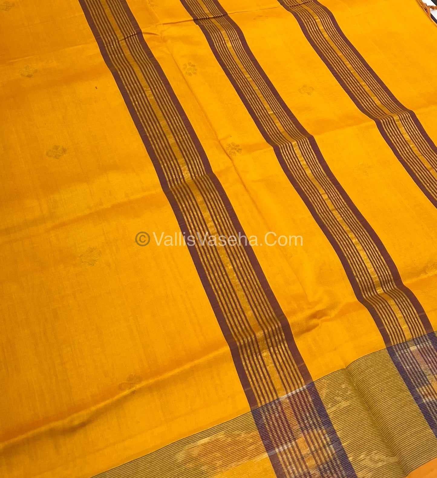Semi Silk Cotton Saree - Dark Purple & Yellow - VVSSC001