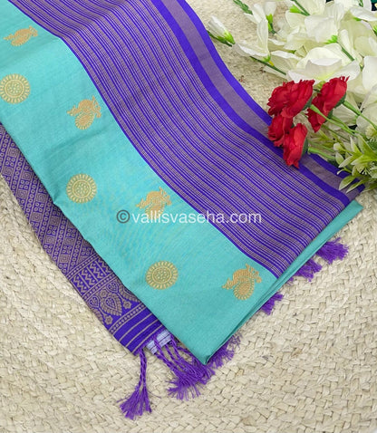 Semi Chappa Silk - Light Blue with Violetish Blue - VVSC003