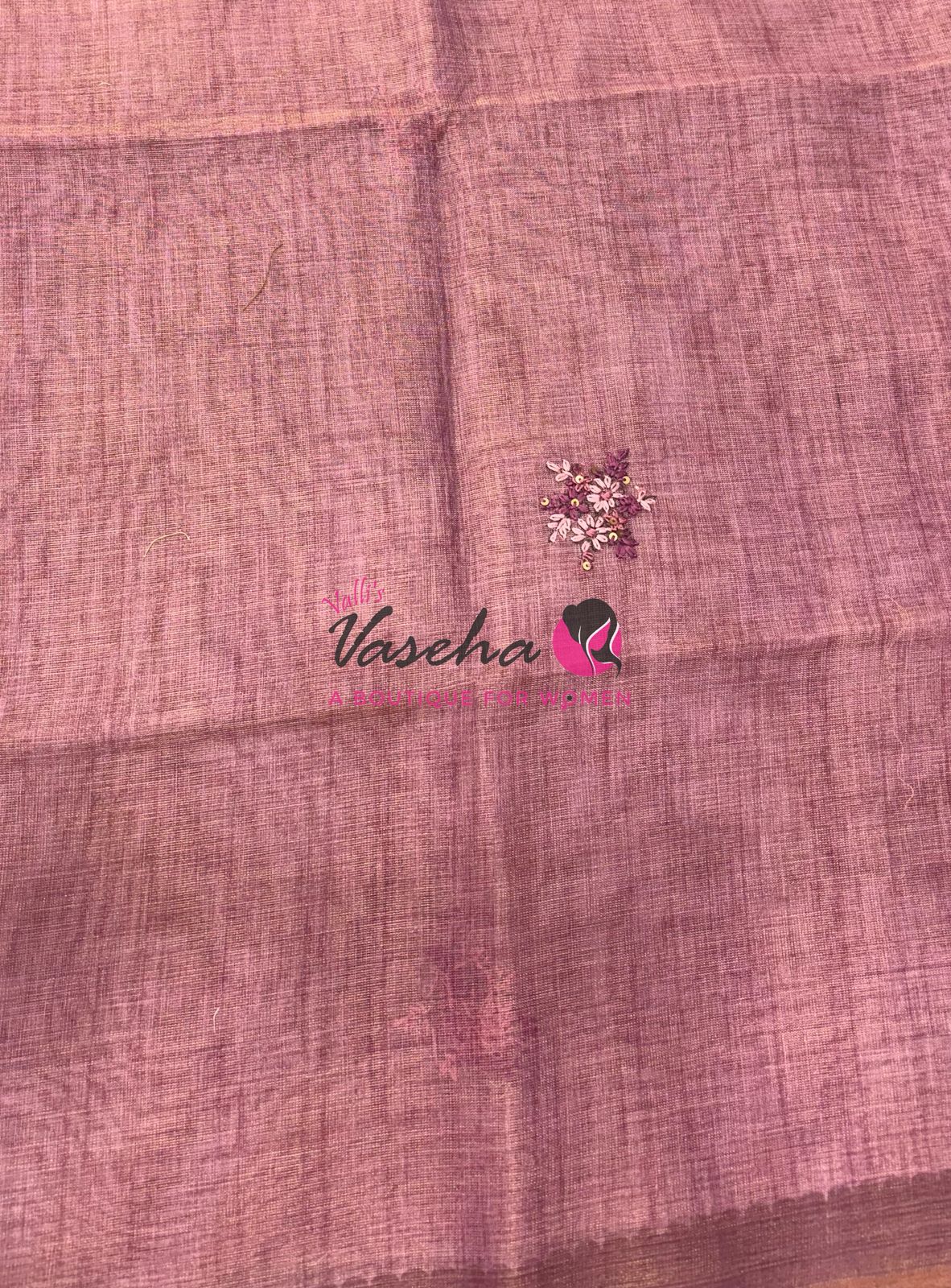 French Knot - Linen Tissue Saree - Onion Pink Shade - VVLFN015