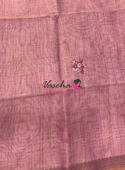 French Knot - Linen Tissue Saree - Onion Pink Shade - VVLFN015