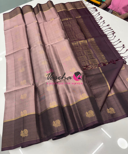 Pure Soft Silk Saree - Light Chocolate with Brown - VVPSS071