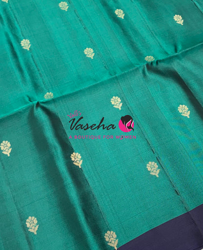 Half Mixed  Soft Silk Saree - Green & Navy Blue - VVPSS073