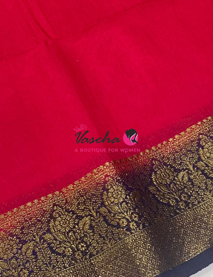 Semi Jute Silk Saree - Pink With Blue Shade- VVSJS001