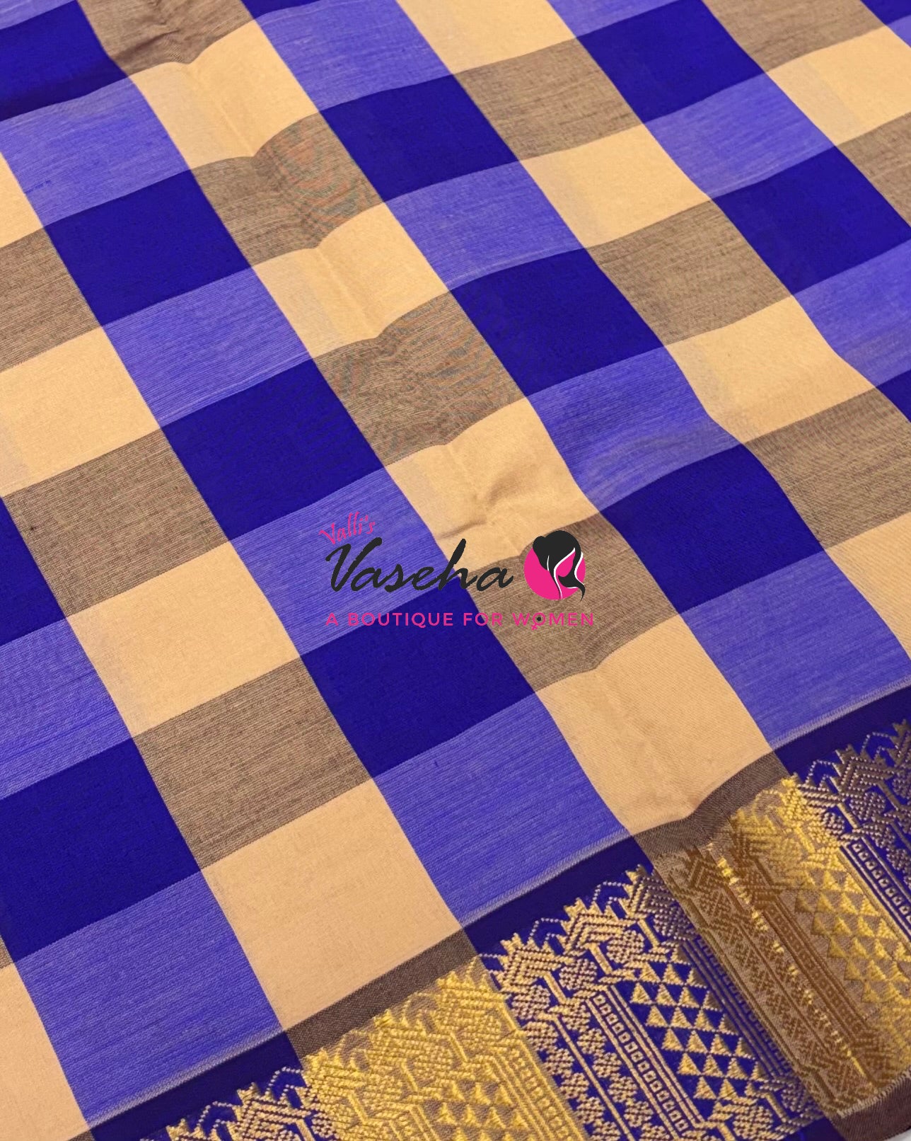 Semi Silk Cotton Saree |  Pazhum Pazhamum Checks Design |VVSSC018