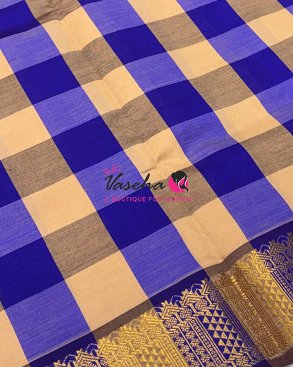 Semi Silk Cotton Saree |  Pazhum Pazhamum Checks Design |VVSSC018