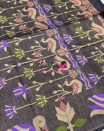 Banarasi - Heritage Meenakari Silk - Black Shade - VVBHS014