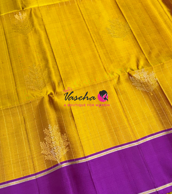 Pure Soft Silk Saree  - Mango Yellow & Purplish Pink Combo - VVPSS082