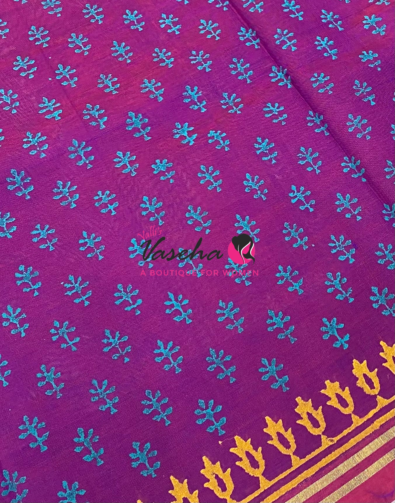 Pure Printed Silk Cotton Sarees - Purple - VVPSC004