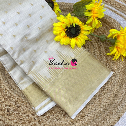 Semi Tussar Silk Saree | Cream Shade |VVSTS054