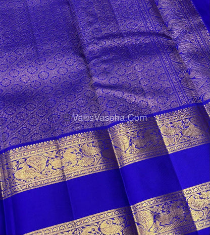 Pure Vintage Korvai Kanchipuram Silk Saree - Turquoise Blue & Blue Combo - VVPS021