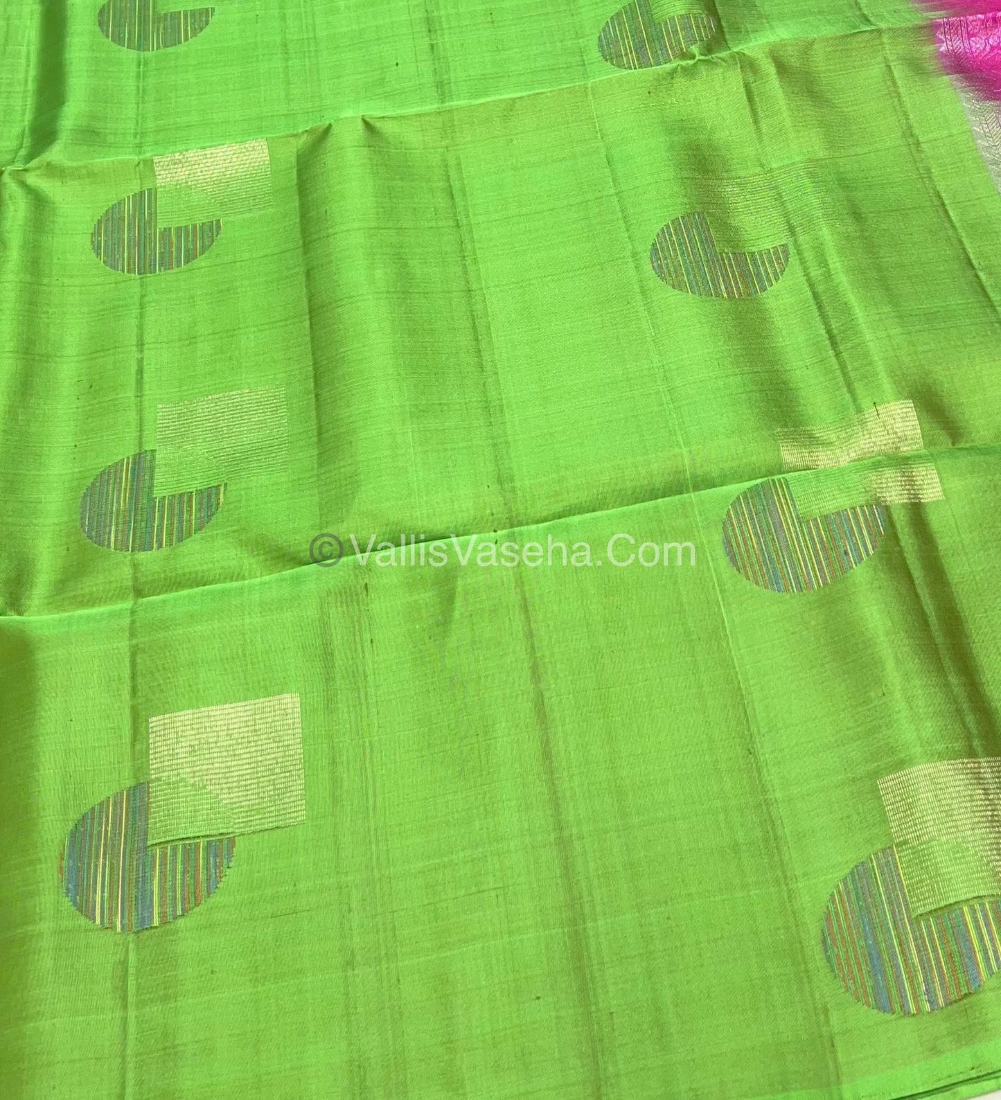 Pure Soft Silk Saree - Border Less  - Green & Pink Shade - VVPSS055