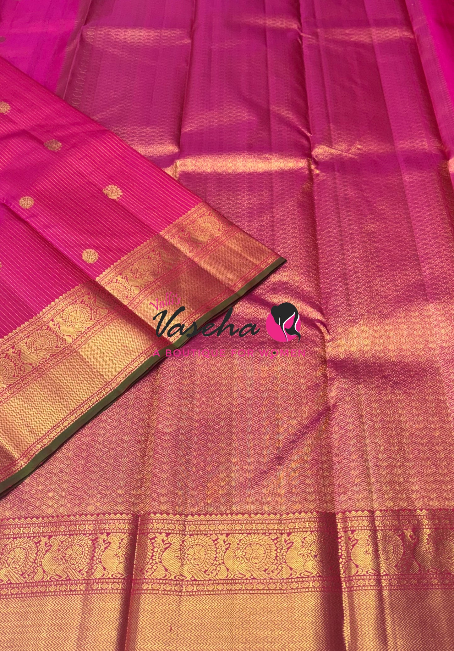 Pure Kanchipuram Silk Saree - Vairavoosi Design  - Dark Pink Shade - VVPS059
