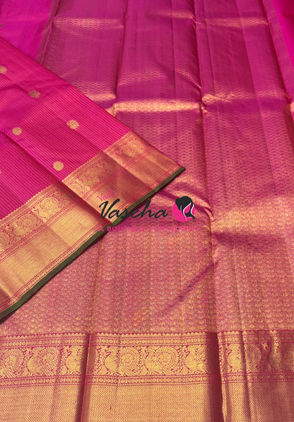 Pure Kanchipuram Silk Saree - Vairavoosi Design  - Dark Pink Shade - VVPS059