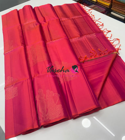 Pure Soft Silk Saree  - Peachish Pink Shade - VVPSS133