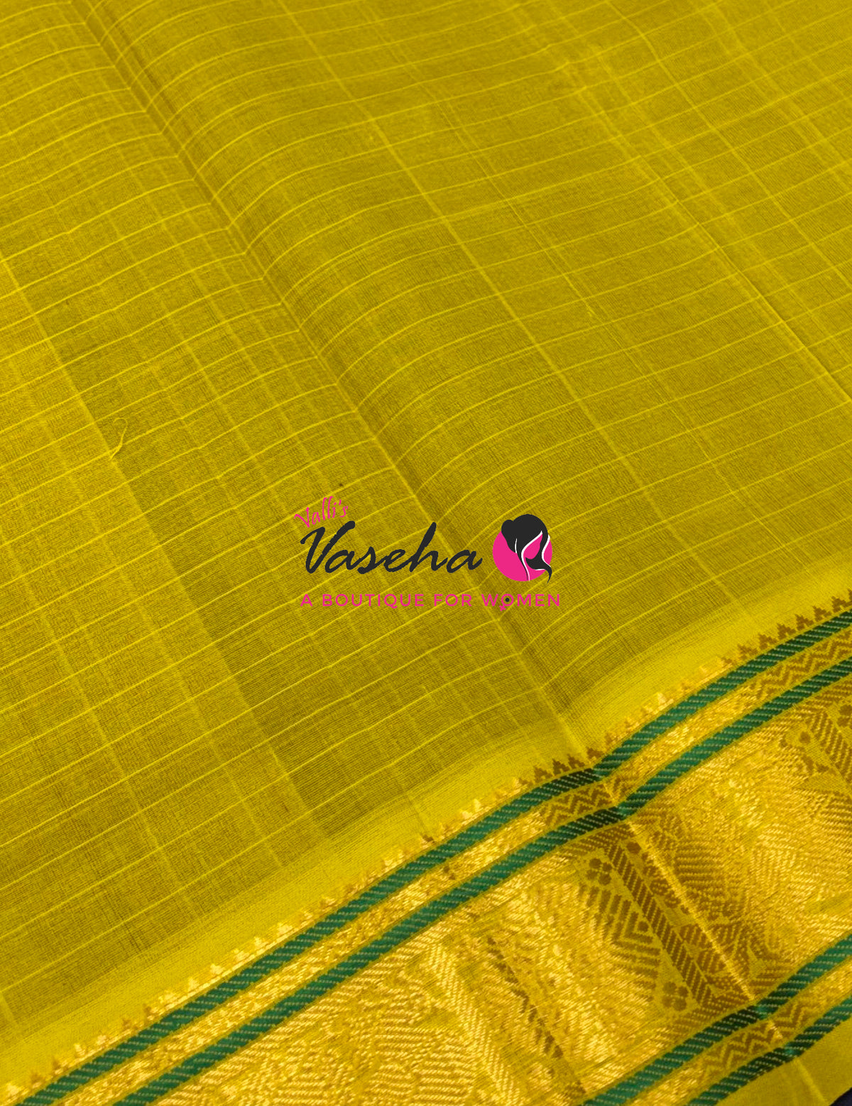 Pure Silk Cotton Saree - Blue With Yellow Shade - Lakshadeepam Design - VVPLD001