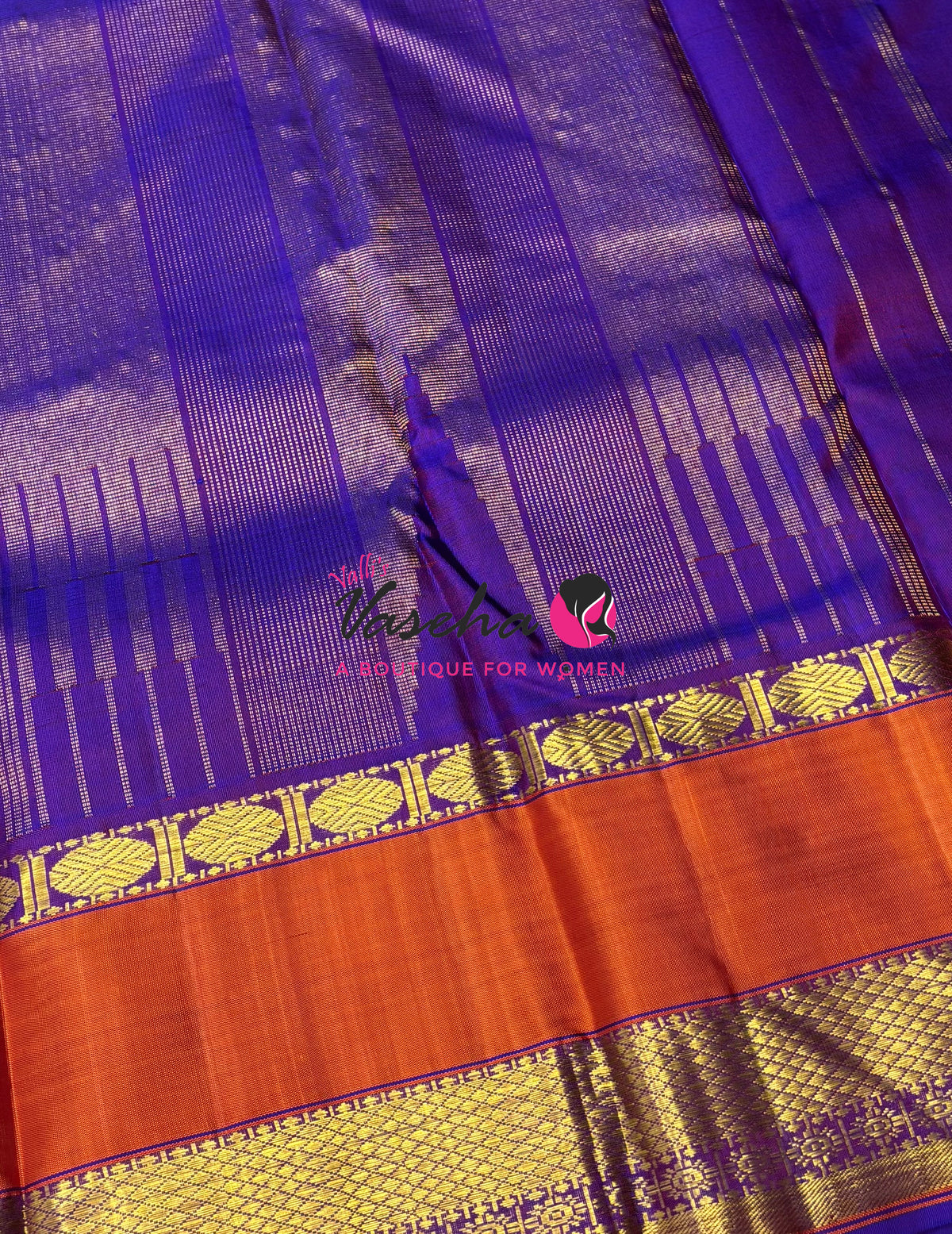 Pure Vintage Korvai Kanchipuram Silk Saree - Green With Purple  - VVPS071